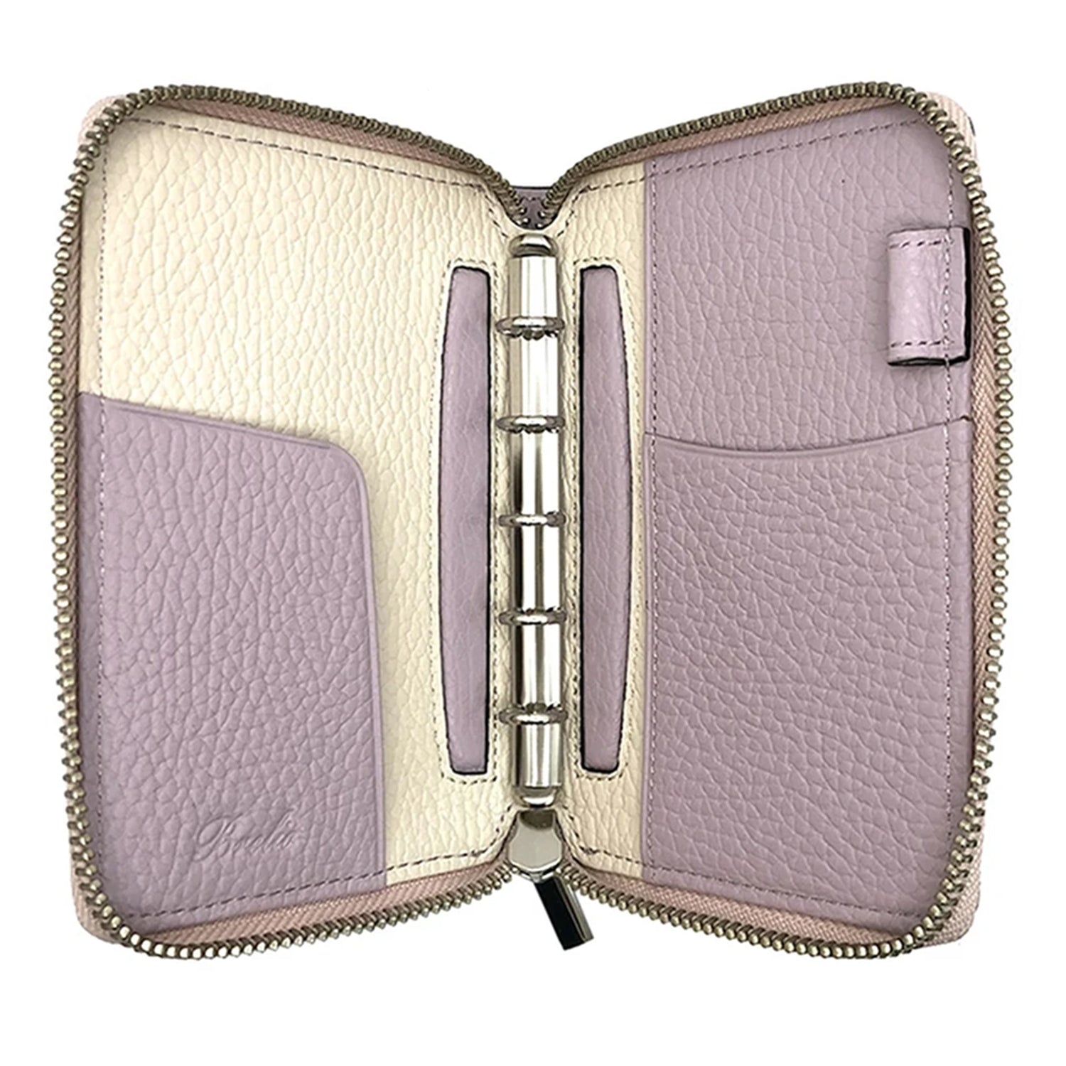 Japanese Brelio M5/M6(A7) Genuine Leather Zippered Binder Notebook Blue/Yellow/Pink