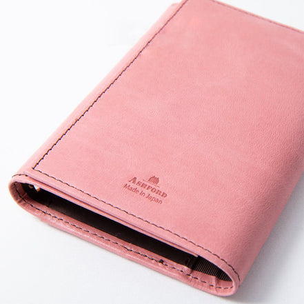 Ashford & Nagasawa Collaborative Limited Edition - Himeji Soft Cowhide Tri-Fold Planner | Brown/Pink, M5 Size