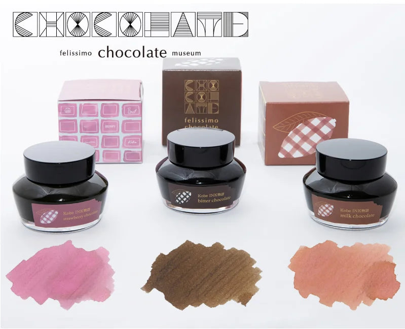 In Stock Kobe Ink × Nagasawa Limited Edition Milk Chocolate, Dark Chocolate, Strawberry Chocolate 50ml Ink