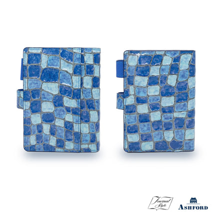 Ashford & Nagasawa Collaborative Limited Edition - Blue Marble Embossed Cowhide Planner | M5/M6/A7 Snap Closure
