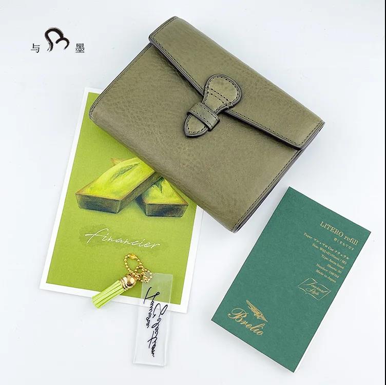 Brelio × Nagasawa Limited Edition Notebook 2024, Matcha Canelé, M5/M6 Tri-Fold with Snap Fastener