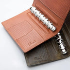 Brelio x NAGASAWA Limited Collaboration - M5/M6 Genuine Calf Leather Planner, Honey Brown/Olive Green