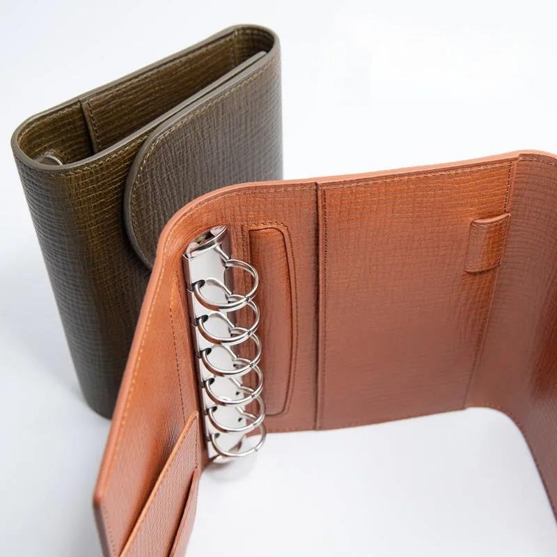 Brelio x NAGASAWA Limited Collaboration - M5/M6 Genuine Calf Leather Planner, Honey Brown/Olive Green