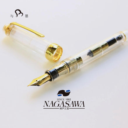 Nagasawa Clear Demonstrator, Gold Weather Vane, Flat Top, Large Size 21K Sailor Fountain Pen