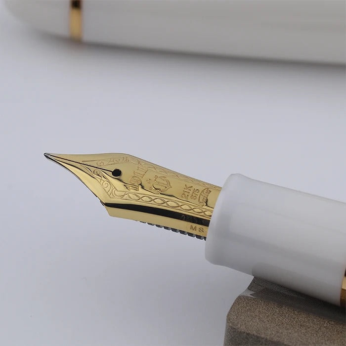Yukio Nagahara Modified Nib, Pearl White Torpedo 21K Gold, Vintage 1911, Full Gold Nib, Sailor Fountain Pen