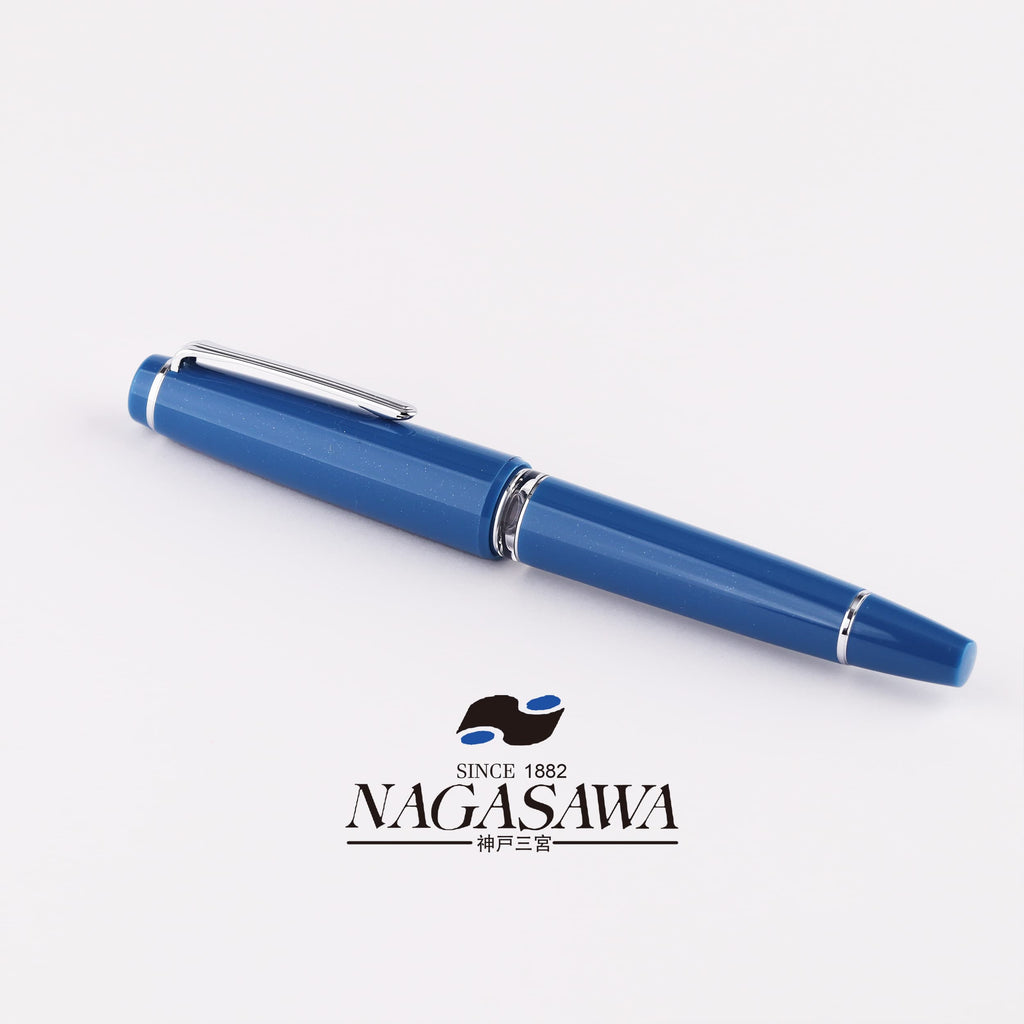 Nagasawa Sakaecho Blue, Large-size Piston-filler, 21K Gold Sailor Fountain Pen