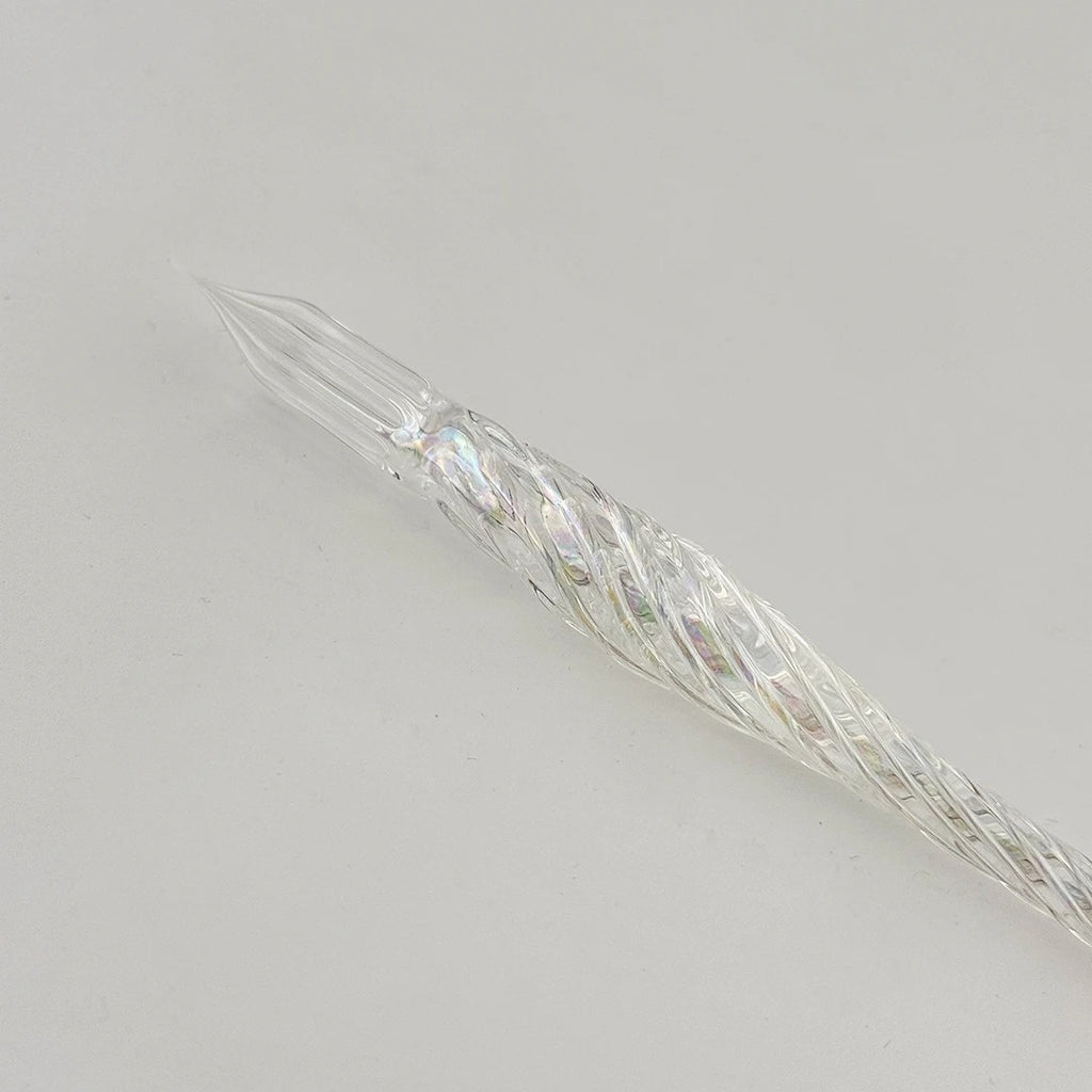 AUN Glass Pen: Transparent Jade Bubble Spiral