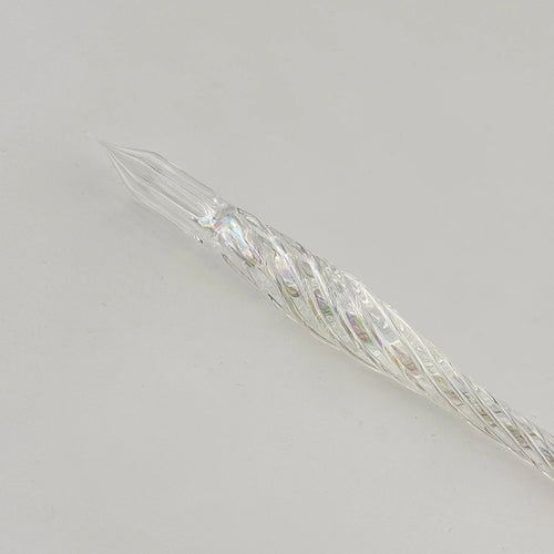 AUN Glass Pen: Transparent Jade Bubble Spiral