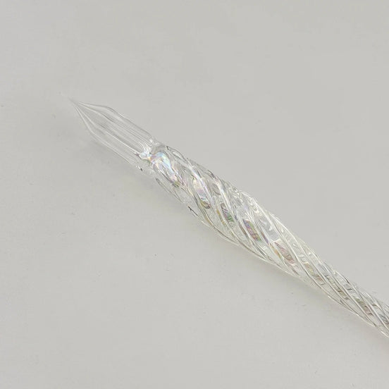 AUN Glass Pen: Transparent Jade Bubble Spiral