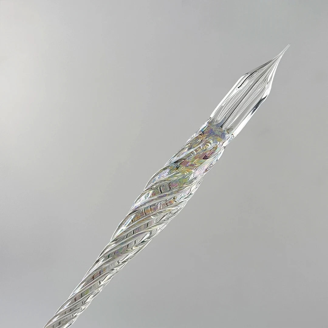 AUN Glass Pen: Transparent Jade Bubble Spiral