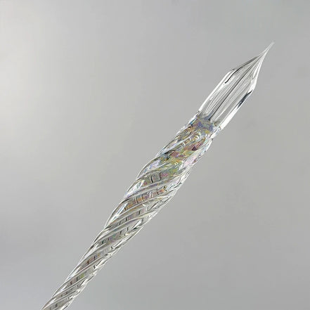 AUN Glass Pen: Transparent Jade Bubble Spiral