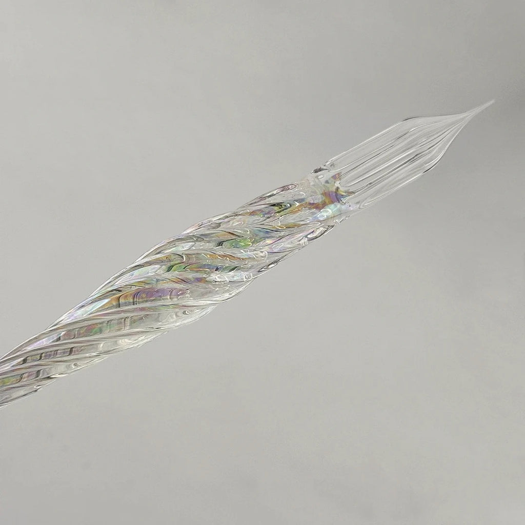 AUN Glass Pen: Transparent Jade Bubble Spiral