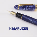 Maruzen Exclusive Blue Pattern Pen King Sailor 21K Gold Oversized Fountain Pen