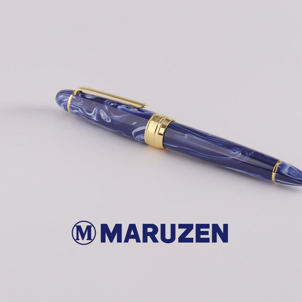 Maruzen Exclusive Blue Pattern Pen King Sailor 21K Gold Oversized Fountain Pen