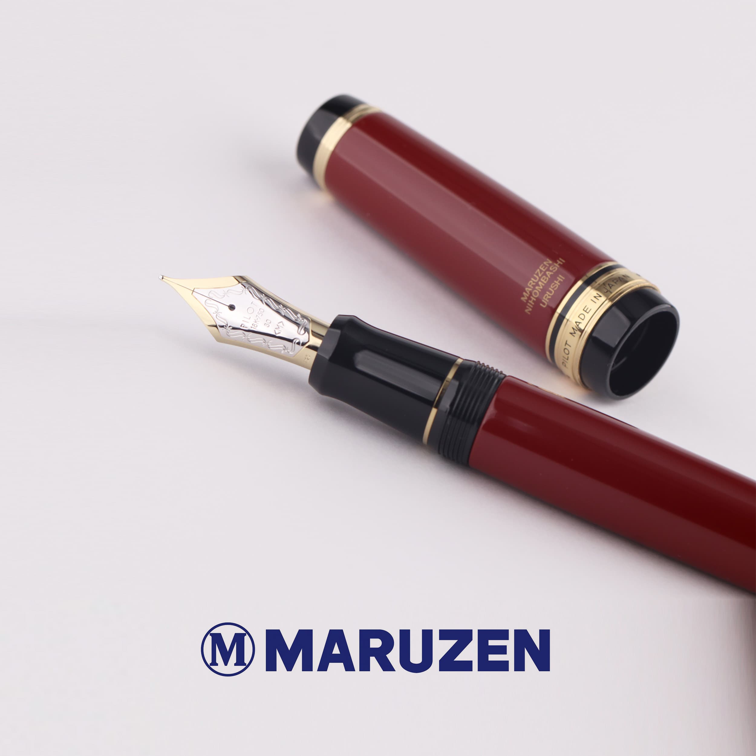 Maruzen Exclusive Akane Vermilion Pilot URUSHI No.30 18K Gold Fountain Pen