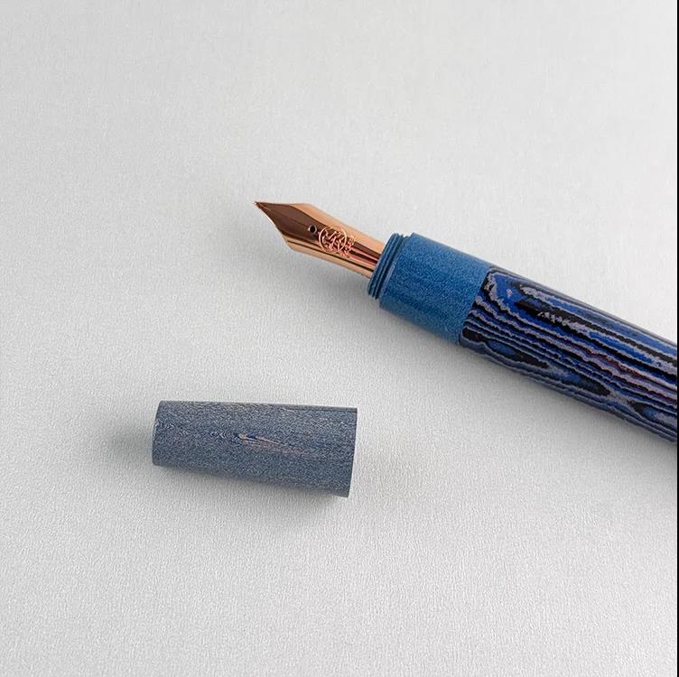 Eboya 14K Gold Fountain Pen, Limited-Edition Chōsō Color, Ebonite Body, Wooden Whistle Series