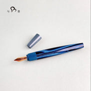 Eboya 14K Gold Fountain Pen, 木笛 KOBUE, Limited-Edition Blue Block, Ebonite Body