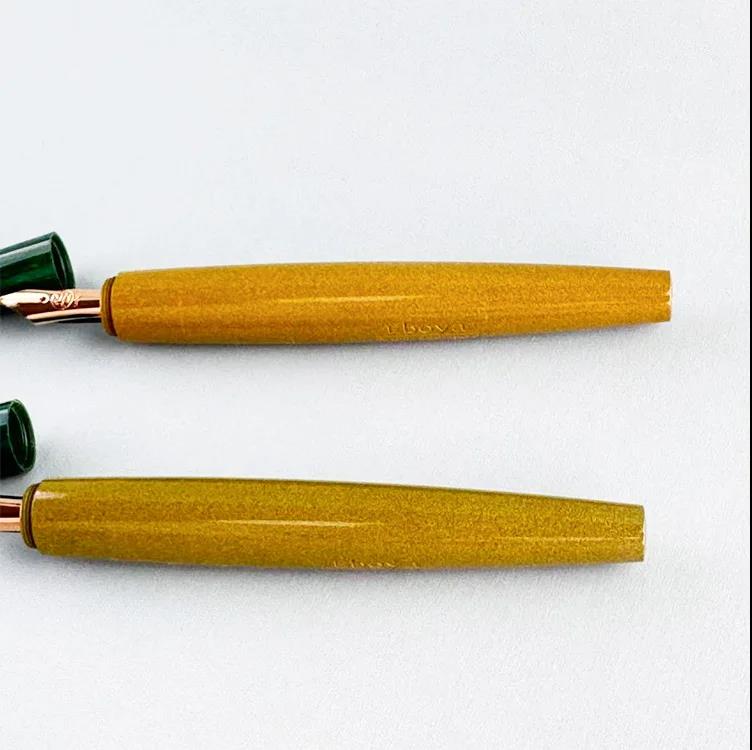 Eboya 14K Gold Fountain Pen, Wooden Whistle Series, Limited-Edition Lemon Yellow, Ebonite Body