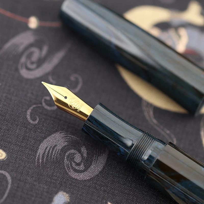Eboya Shoumokuya Ark L Limited Color Deep Sea Hard Rubber 14K Gold Fountain Pen
