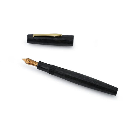 Eboya 棗 NATSUME M Limited Color Fine Texture Black Hard Rubber 14K Gold Fountain Pen