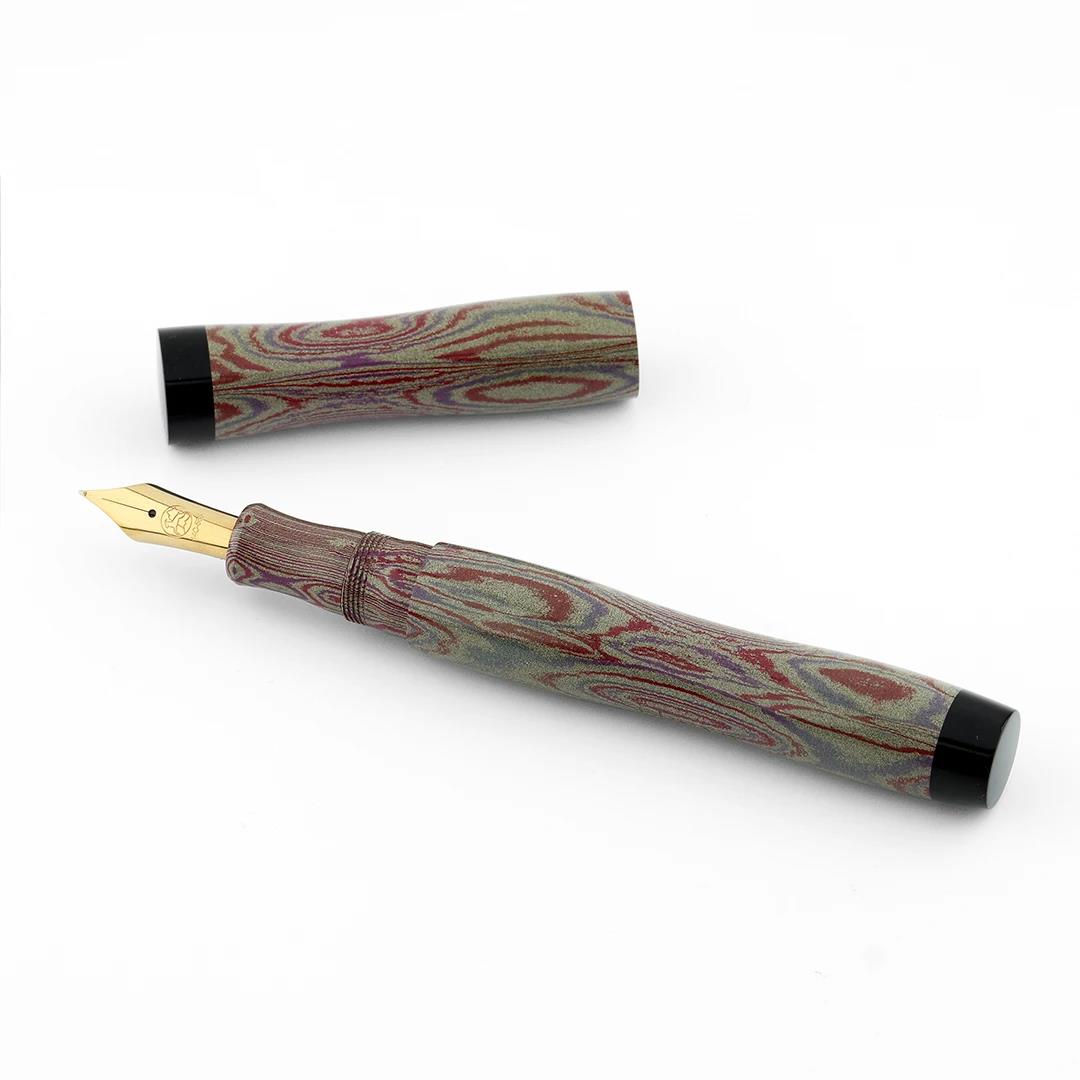 Eboya Shoumokuya Nalu Limited Color Elegant Shade Red & Black Hard Rubber 14K Gold Fountain Pen