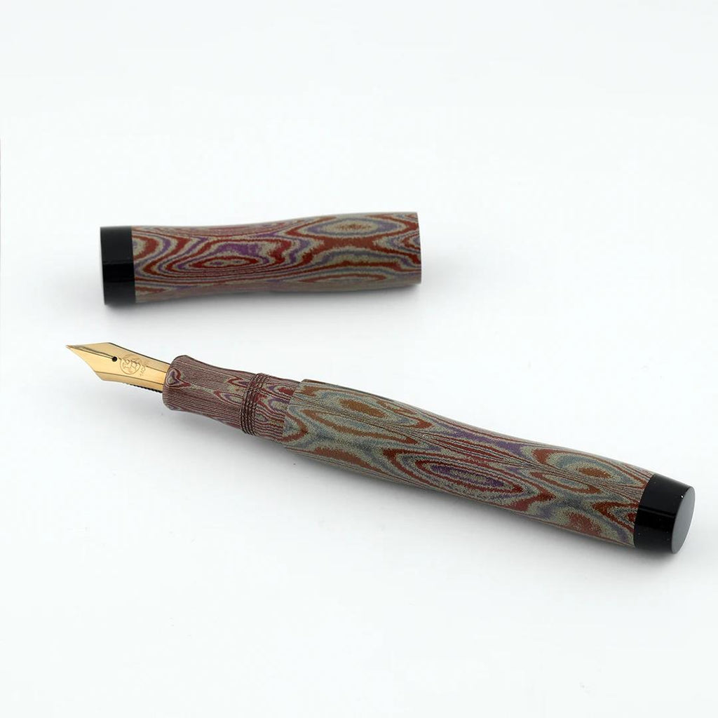Eboya Shoumokuya Nalu Limited Color Elegant Shade Red & Black Hard Rubber 14K Gold Fountain Pen