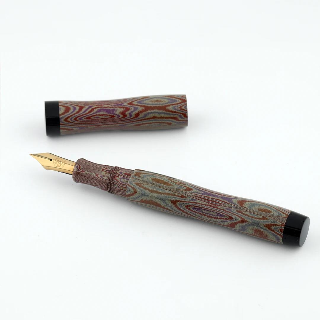 Eboya Shoumokuya NALU Limited Color Elegant Shade Red & Black Hard Rubber 14K Gold Fountain Pen