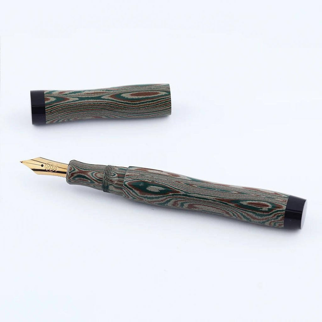 Eboya Emuya Nalu Model - Exclusive Elegant Shade (Green & Black): Hard Rubber Fountain Pen with 14K Gold Nib