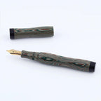Eboya Emuya Nalu Model - Exclusive Elegant Shade (Green & Black): Hard Rubber Fountain Pen with 14K Gold Nib