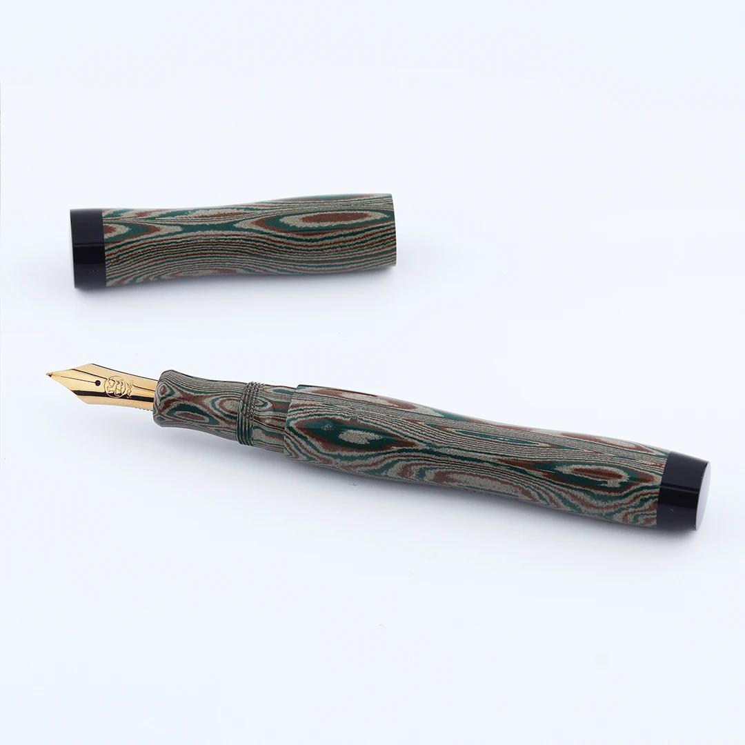 Eboya Emuya Nalu Model - Exclusive Elegant Shade (Green & Black): Hard Rubber Fountain Pen with 14K Gold Nib