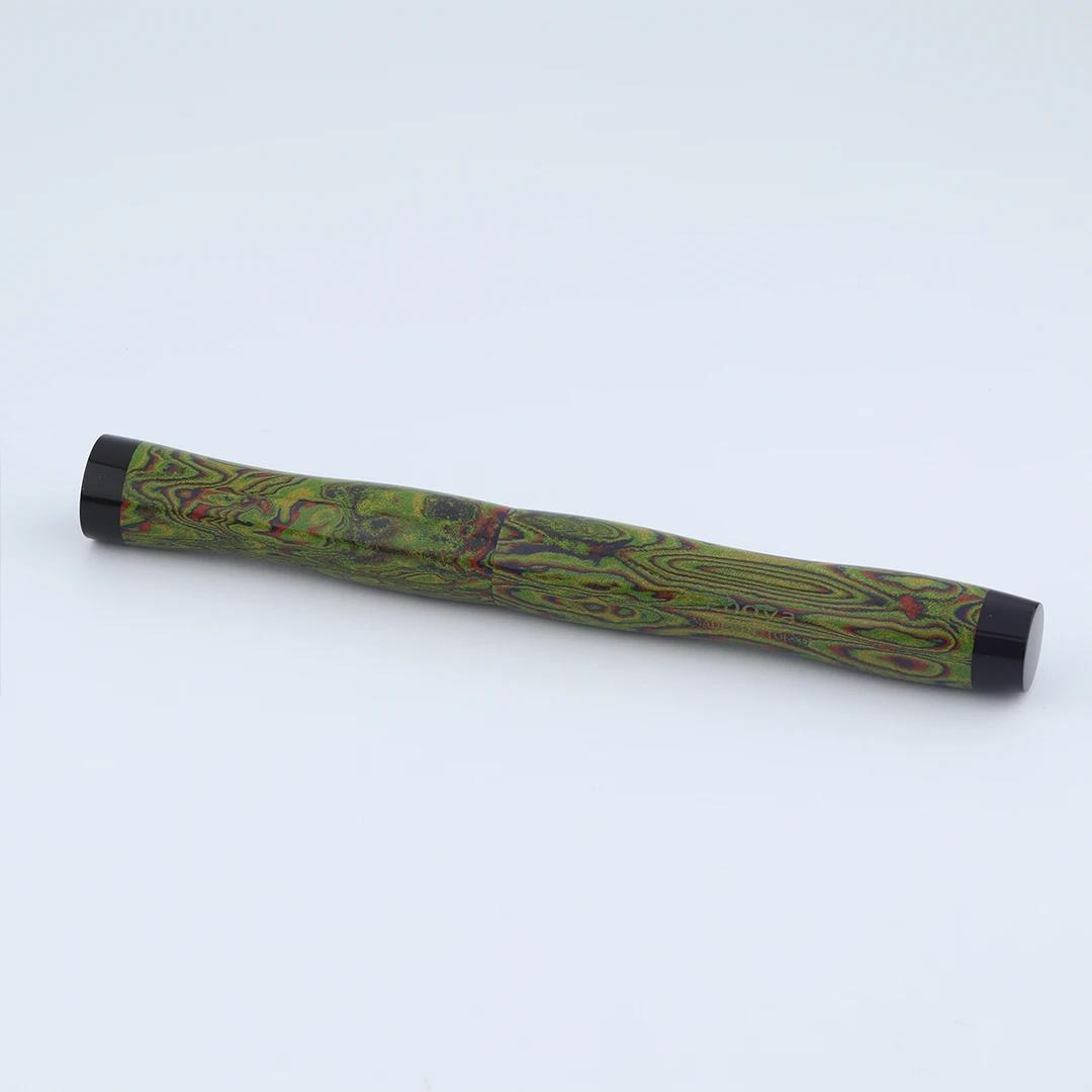 Eboya Emuya Nalu Model - Exclusive Green Iridescent & Black Shade: Hard Rubber Fountain Pen with 14K Gold Nib