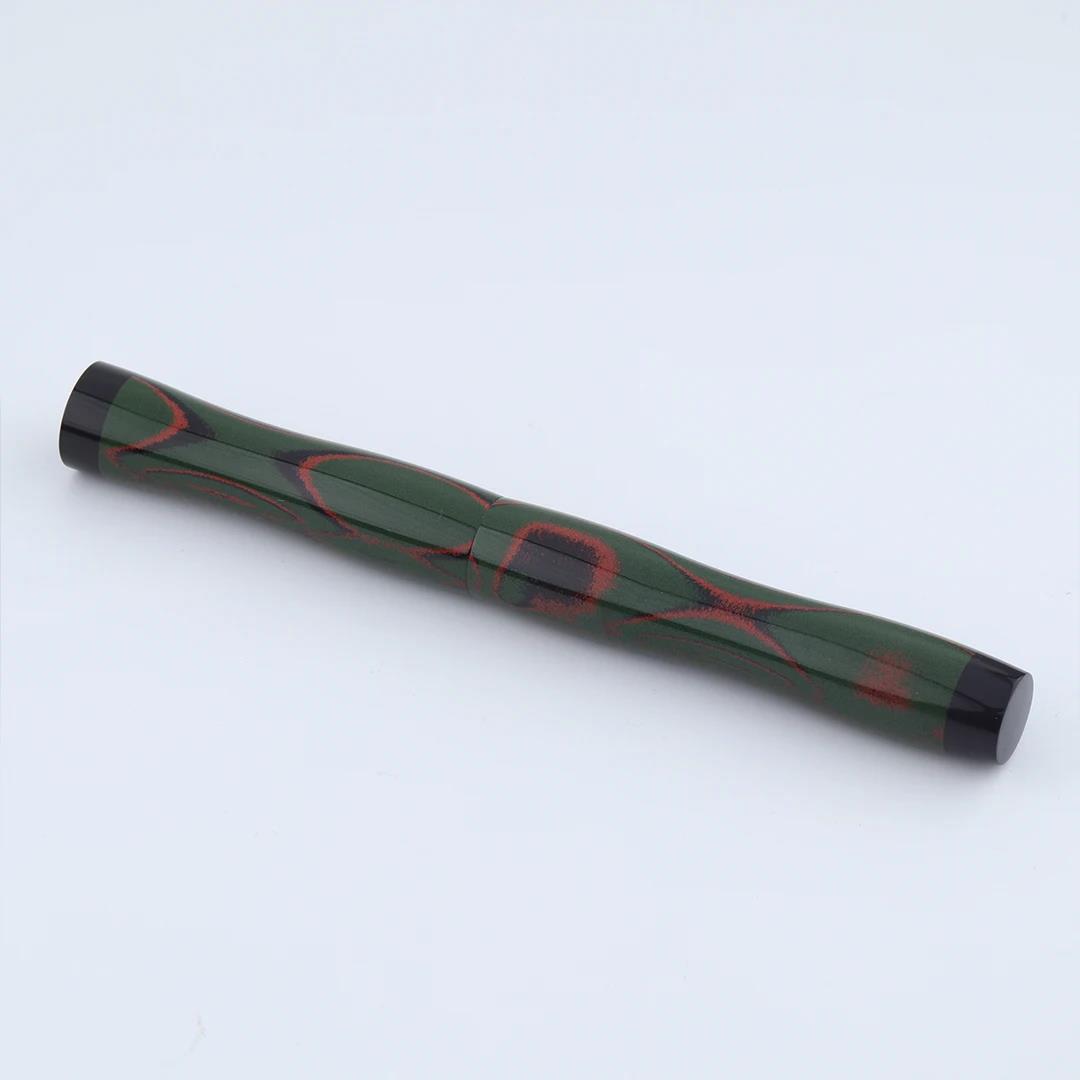 Eboya Emuya NALU Model - Exclusive Pine-Needle Orange-Black & Black Shade: Hard Rubber Fountain Pen with 14K Gold Nib