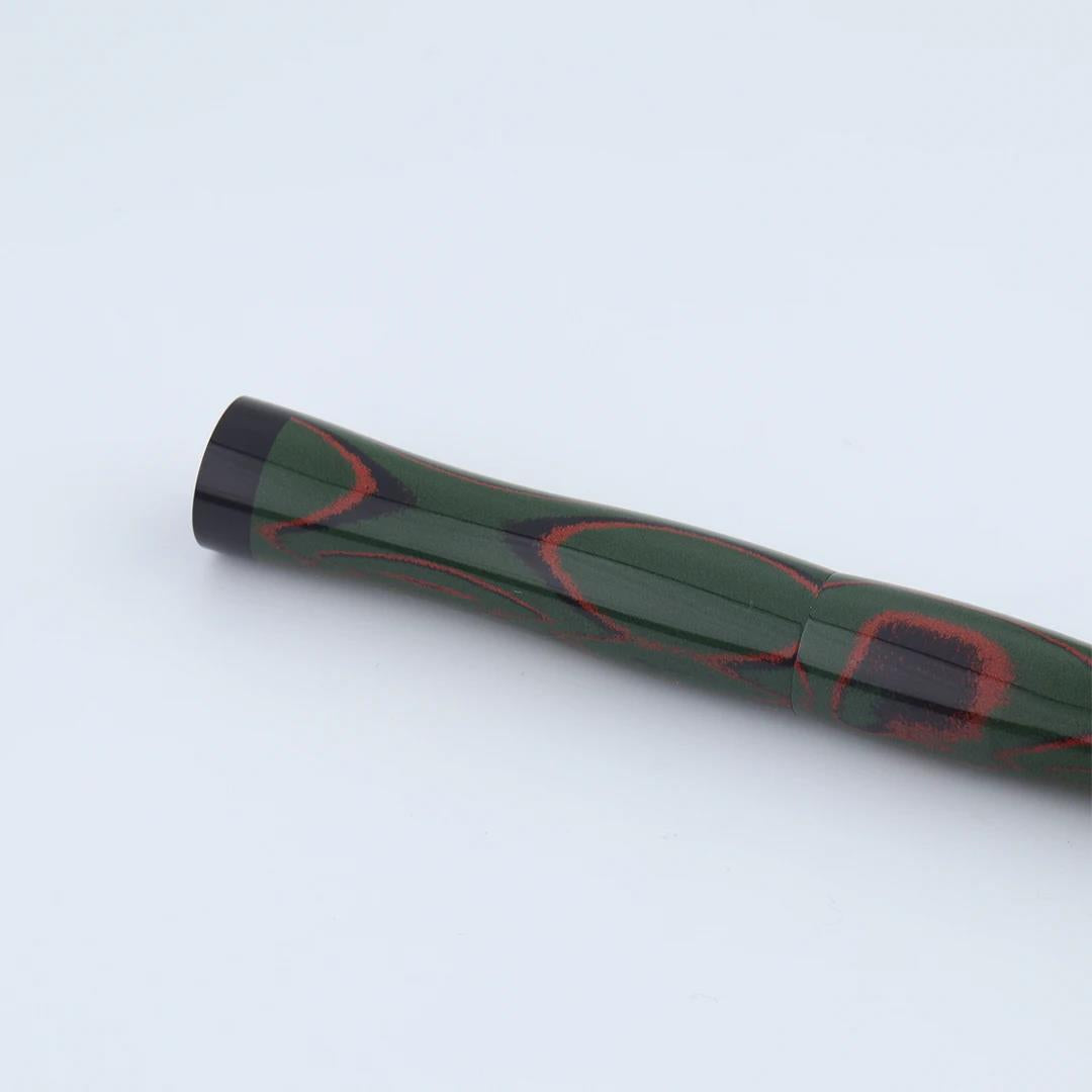 Eboya Emuya NALU Model - Exclusive Pine-Needle Orange-Black & Black Shade: Hard Rubber Fountain Pen with 14K Gold Nib