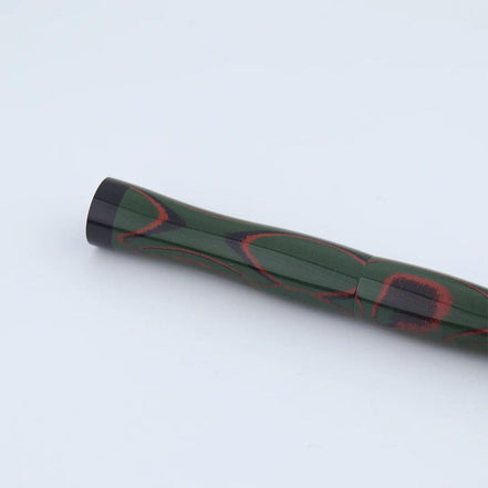 Eboya Emuya NALU Model - Exclusive Pine-Needle Orange-Black & Black Shade: Hard Rubber Fountain Pen with 14K Gold Nib
