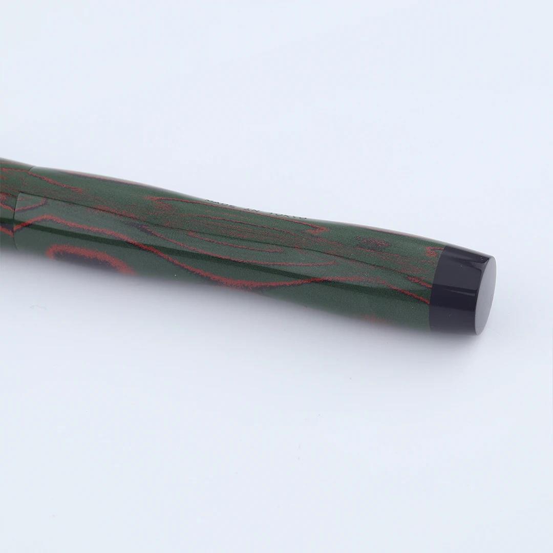 Eboya Emuya NALU Model - Exclusive Pine-Needle Orange-Black & Black Shade: Hard Rubber Fountain Pen with 14K Gold Nib