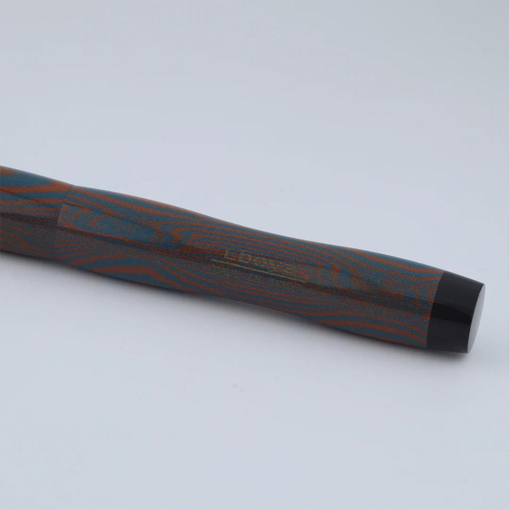 Eboya Emuya Nalu Model - Exclusive Aqua Orange & Black Shade: Hard Rubber Fountain Pen with 14K Gold Nib