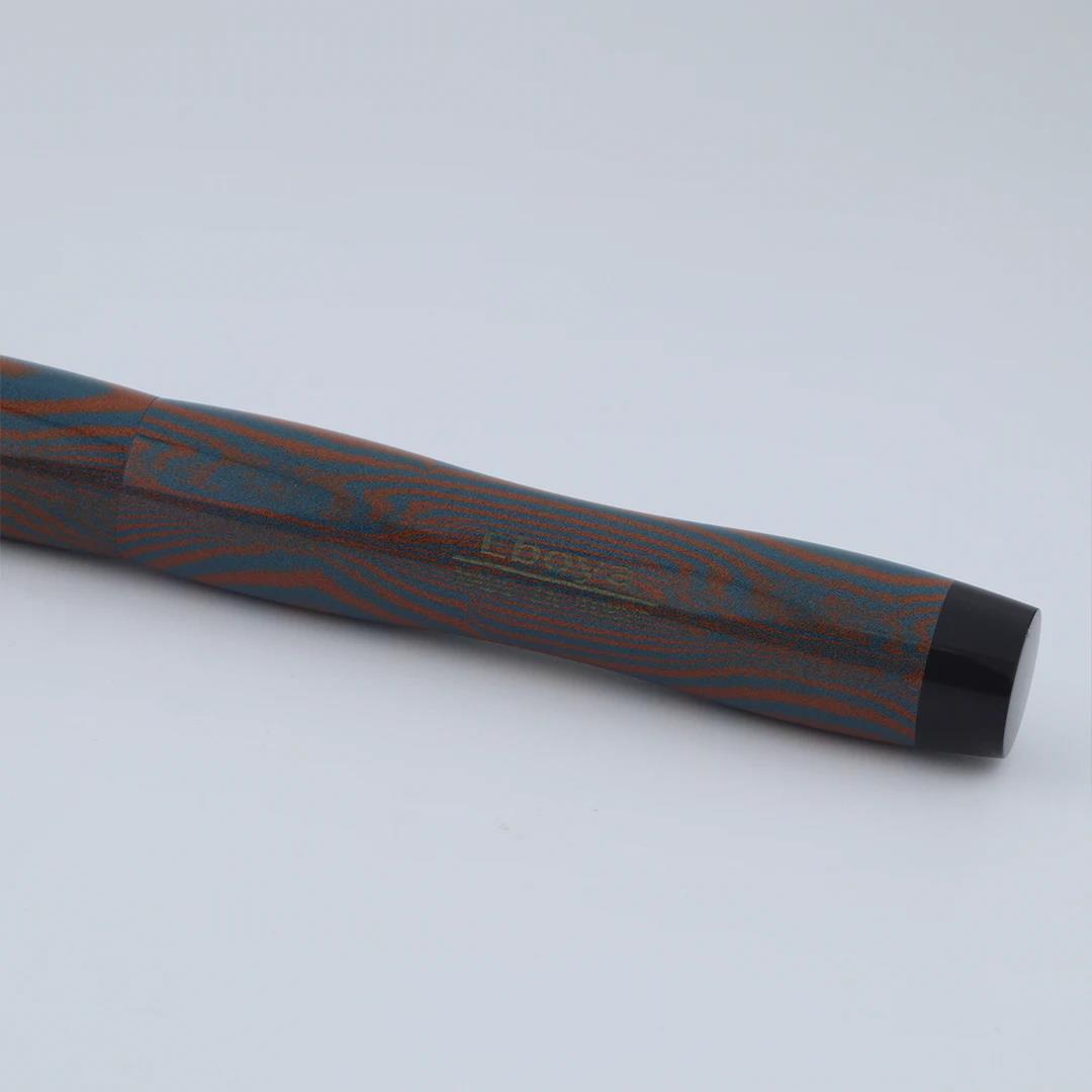 Eboya Emuya Nalu Model - Exclusive Aqua Orange & Black Shade: Hard Rubber Fountain Pen with 14K Gold Nib