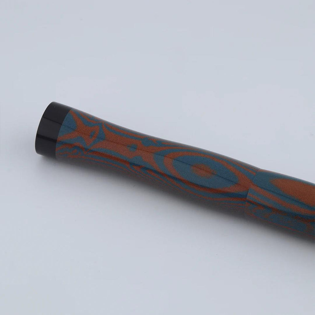 Eboya Emuya Nalu Model - Exclusive Aqua Orange & Black Shade: Hard Rubber Fountain Pen with 14K Gold Nib