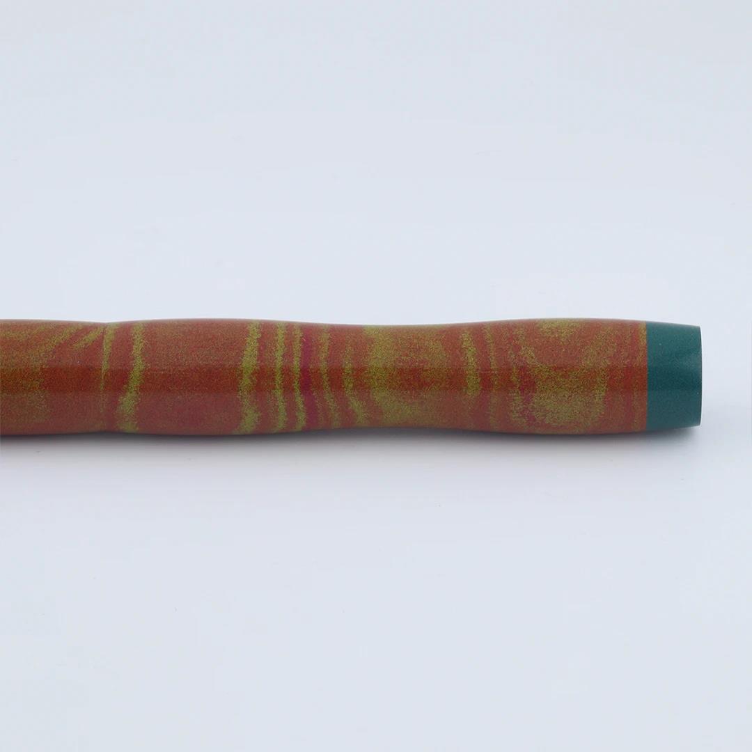 Eboya Emuya Nalu Model - Exclusive Blaze & Green Shade: Hard Rubber Fountain Pen with 14K Gold Nib