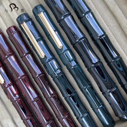 Eboya 矢立 YATATE Fountain Pen Available in Multiple Colors & Nib Styles, Hard Rubber Body, 14K Gold Nib