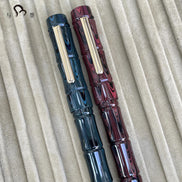 Eboya 矢立 YATATE Fountain Pen Available in Multiple Colors & Nib Styles, Hard Rubber Body, 14K Gold Nib