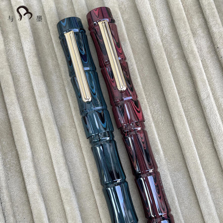 Eboya 矢立 YATATE Fountain Pen Available in Multiple Colors & Nib Styles, Hard Rubber Body, 14K Gold Nib