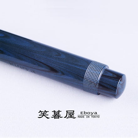 Eboya Brand - 鏡花 KYOUKA Series Fountain Pen M size | Limited-Edition Color: Cyan Ripple | Hard Rubber Body | 14K Gold Nib