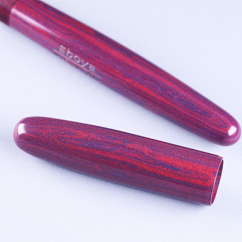 Eboya Brand - Hoju Series Fountain Pen M Nib | Limited-Edition Color: Vermilion & Aqua | Hard Rubber Body | 14K Gold Nib