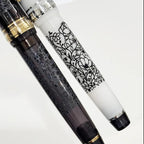 Ancora Limited-Edition Souka - Floral Series | Silver-White / Gray-Black | 14K Gold Nib | Sailor Professional Gear Slim Fountain Pen