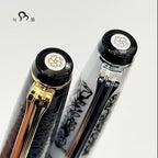 Ancora Limited-Edition Souka - Floral Series | Silver-White / Gray-Black | 14K Gold Nib | Sailor Professional Gear Slim Fountain Pen