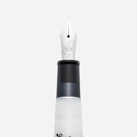 Ancora Limited-Edition Souka - Floral Series | Silver-White / Gray-Black | 14K Gold Nib | Sailor Professional Gear Slim Fountain Pen