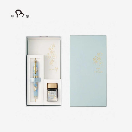 plus X Sailor Co-branded Limited-Edition First Snow (Gold Version) Season 7 | Colored Ink | 14K Gold Nib | Sailor Professional Gear Slim Fountain Pen Gift Set