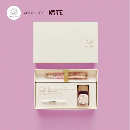 Ancora x Sailor Sakura 14K Gold Fountain Pen Set