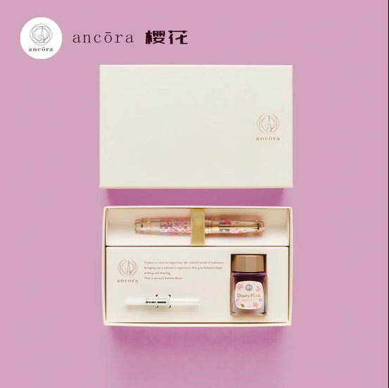 Ancora x Sailor Sakura 14K Gold Fountain Pen Set